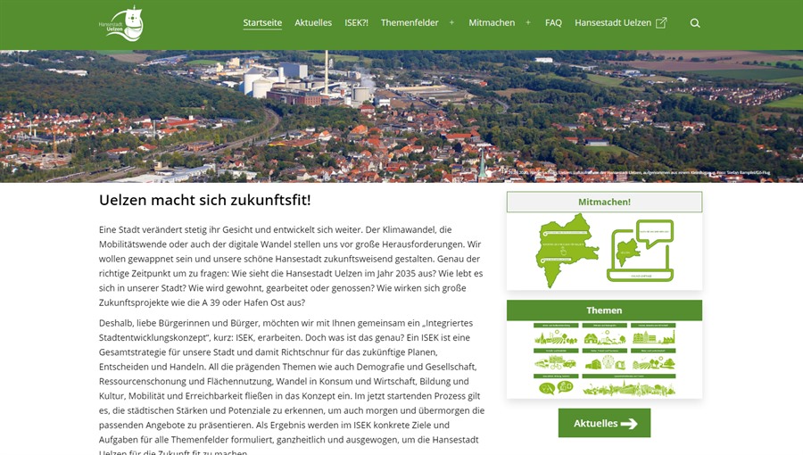 Screenshot der Startseite zum Stadtentwicklungskonzept