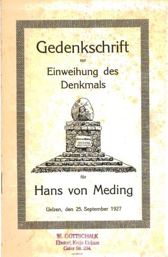 Titelbild von der Gedenkschrift zur Einweihung des Denkmals
